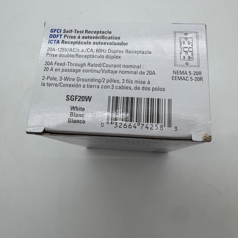 Eaton Arrow‎ Hart GFCI Self-Test Receptacle 20A 125V SGF20W White Outlet